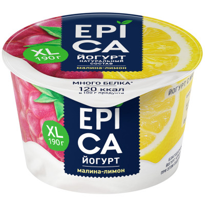Йогурт Epica малина-лимон 4.8%, 190г
