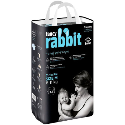 Подгузники Black Rabbit For Home на липучках M 6-11кг, 44шт