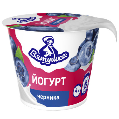 Йогурт Вятушка черника с натуральными фруктами 4%, 125г