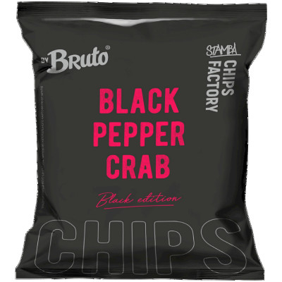 Чипсы Bruto Black Edition из натурального картофеля с черным перцем и вкусом краба, 75г