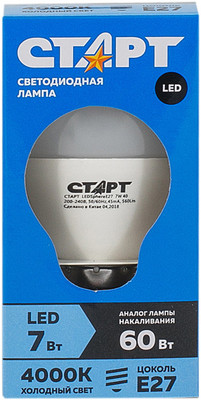 Лампа светодиодная Старт LED Sphere E27 7W 40 холодный свет