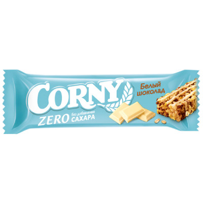Батончик злаковый Corny Zero белый шоколад без сахара, 20г