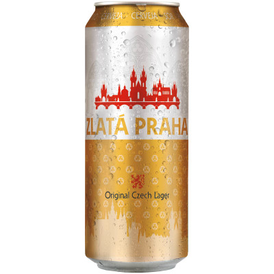 Пиво Zlata Praha светлое фильтрованное 4.7%, 500мл