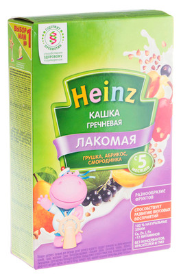 Каша Heinz Лакомая гречневая груша-абрикос-смородинка с 5 месяцев, 200г