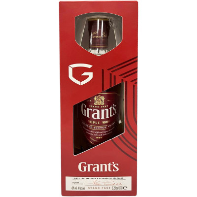 Виски Grant's Triple Wood купажированный шотландский 3 года выдержки в наборе со стаканом 40%, 780мл