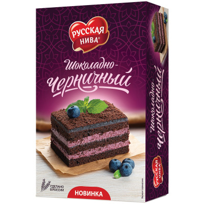 Торт Русская нива бисквитный шоколадно-черничный, 340г