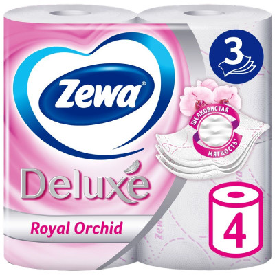 Туалетная бумага Zewa Delux с ароматом орхидеи 3 слоя, 4шт