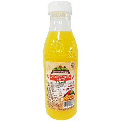 Напиток Олимпийская Ферма сывороточный с соком манго-маракуйя, 500мл