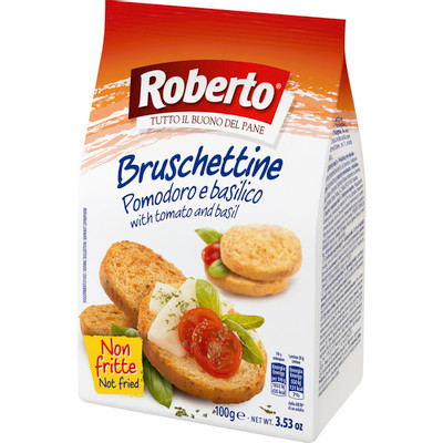 Хлебцы Roberto Брускеттине со вкусом томатов и базилика хрустящие, 100г