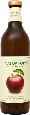 Сок Natur Pur яблочный нефильтрованный прямого отжима 100%, 750мл