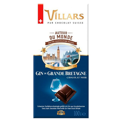 Шоколад тёмный Villars с британским джином, 100г