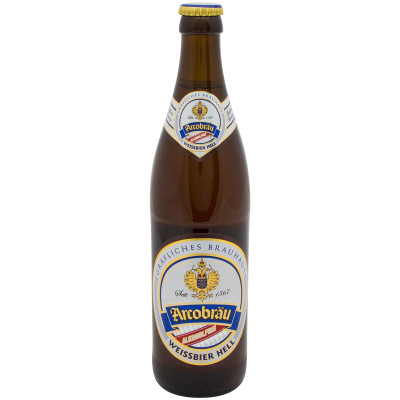 Пиво безалкогольное Беллини Аркоброй Вайсбир Хель нефильтрованное светлое, 500мл
