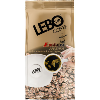 Кофе Lebo Extra арабика молотый для турки средней обжарки, 75г