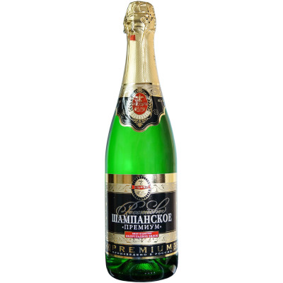 Вино игристое Премьер Российское шампанское Премиум белое полусладкое 10.5-13%, 750мл