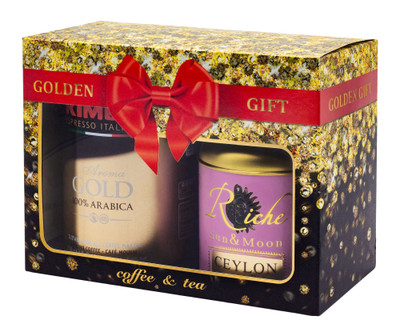 Набор Golden Gift подарочный Кофе молотый Lavazza Qualita Oro и Чай черный Riche Ceylon Sun Valley