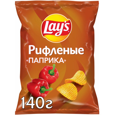 Чипсы картофельные Lay's рифлёные со вкусом паприка, 140г