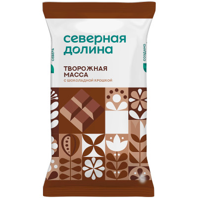 Масса творожная Северная Долина с шоколадной крошкой 23%, 180г