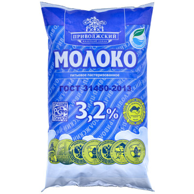 Молоко Приволжское 3.2%, 900мл