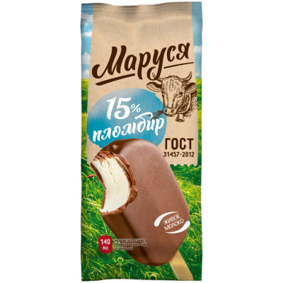 Эскимо Маруся пломбир ванильный в шоколаде 15%, 70г