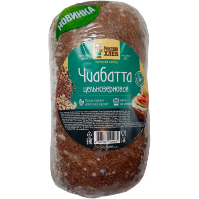 Чиабатта Рижский Хлеб цельнозерновая из смеси пшеничной муки, 430г
