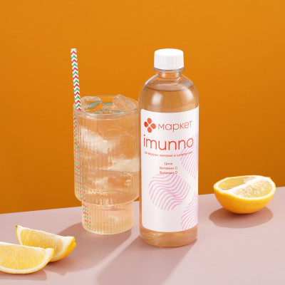 Напиток Imunno со вкусом лимона и шиповника витаминизированный негазированный Маркет, 500мл