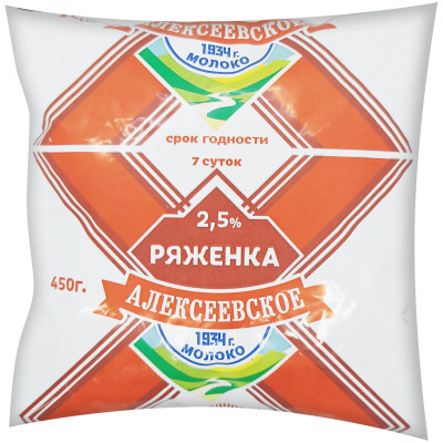 Ряженка Алексеевское Молоко 2.5%, 450мл