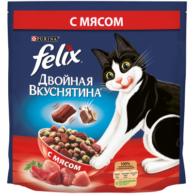 Сухой корм Felix для кошек с мясом, 1.5кг