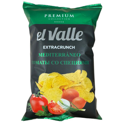 Чипсы EL VALLE картофельные со вкусом томатов со специями, 125г