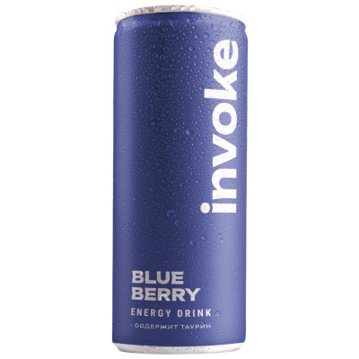 Энергетический напиток газированный Invoke Blue Berry безалкогольный, 330мл