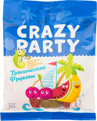 Мармелад Crazy Party Тропические фрукты жевательный, 70г