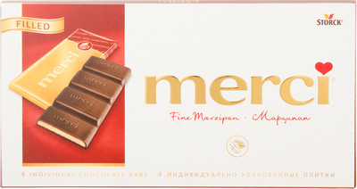 Шоколад тёмный Merci с марципаном, 112г