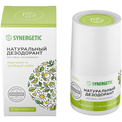 Дезодорант Synergetic натуральный Бергамот и зеленый лайм гиппоалергенный, 50мл