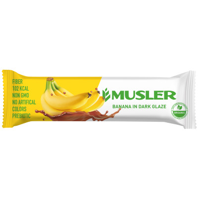 Батончик-мюсли Musler банан-шоколад в тёмной глазури, 30г
