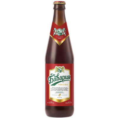 Пиво Бавария темное фильтрованное 4.9%, 450мл