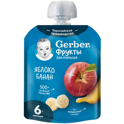 Пюре фруктовое Gerber яблоко-банан с 6 месяцев, 90г
