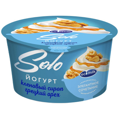 Йогурт Экомилк Соло с кленовым сиропом и грецким орехом 4.2%, 130г