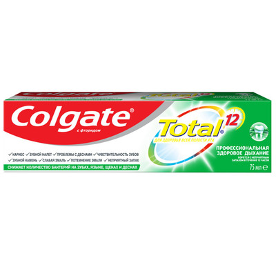 Зубная паста Colgate Total 12 Pro здоровое дыхание, 75мл