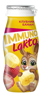 Продукт кисломолочный Immuno Lakto для детей с витаминами В6 и D3 клубника-банан 2.5%, 100г