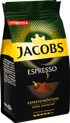 Кофе Jacobs Espresso натуральный жареный молотый, 230г