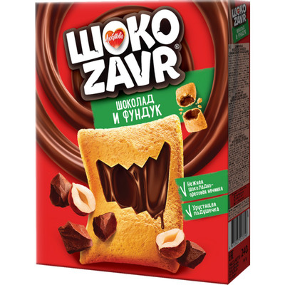 Подушечки Любятово ШокоZavr с шоколадно-ореховой начинкой хрустящие, 240г