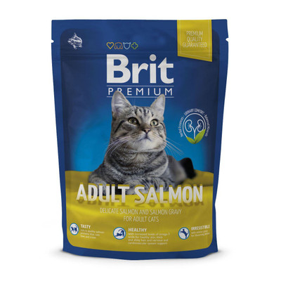 Корм сухой Brit Premium Cat Adult с лососем для кошек, 800г