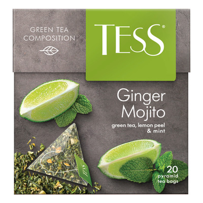 Чай Tess Ginger Mojito зелёный в пирамидках, 20х1.8г