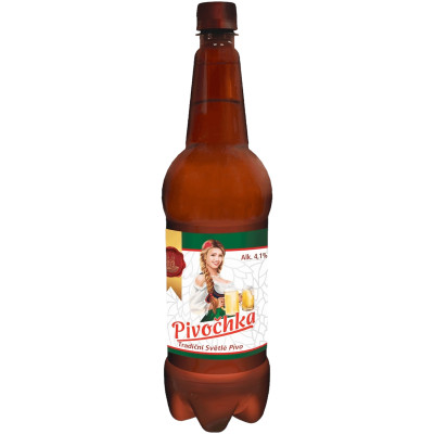 Пиво Pivochka светлое фильтрованное пастеризованное 4,1%, 1,2л