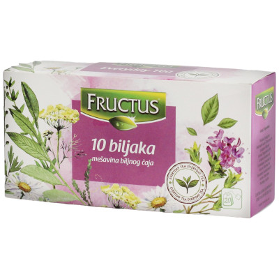 Чай Fructus травяной из 10 растений в пакетиках, 20x1.5г