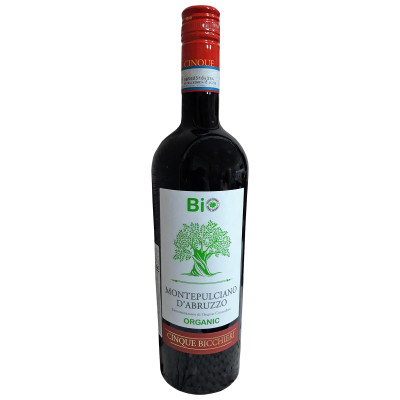 Вино Cinque Bicchieri Монтепульчано д'Абруццо органик красное сухое, 750мл