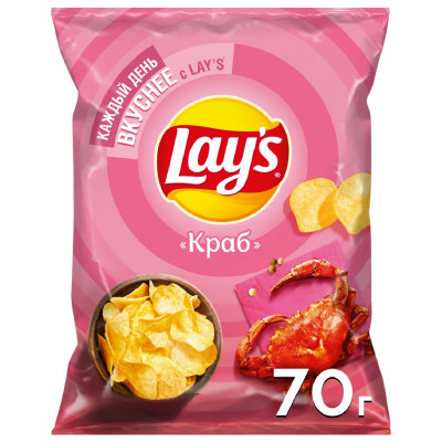 Чипсы картофельные Lays со вкусом краба, 70г