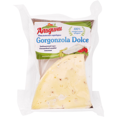 Сыр Альдини Горгонзола Дольче с голубой плесенью 49%, 150г
