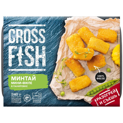 Мини-филе Cross Fish минтай в панировке, 240г
