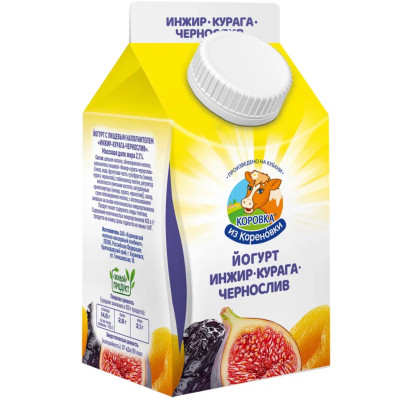 Йогурт Коровка из Кореновки Инжир-Курага-Чернослив 2.1%, 450мл