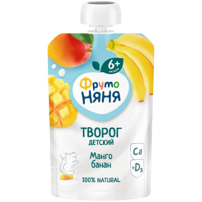 Творог Фрутоняня с манго и бананом обогащенный витамином D3 4.2%, 90г